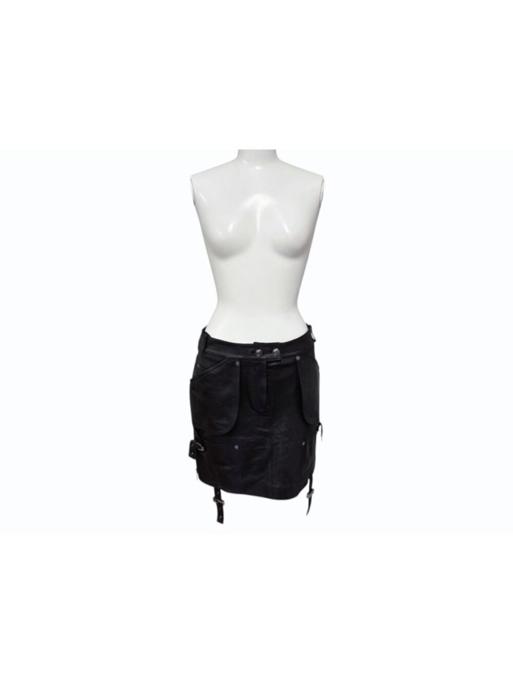 Dior Galliano Era Archive Utility Leather Skirt Black